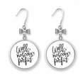 thumbnail image 1 of Well Nobody's Perfect Quote Bow Earrings Drop Stud Pierced Hook, 1 of 3