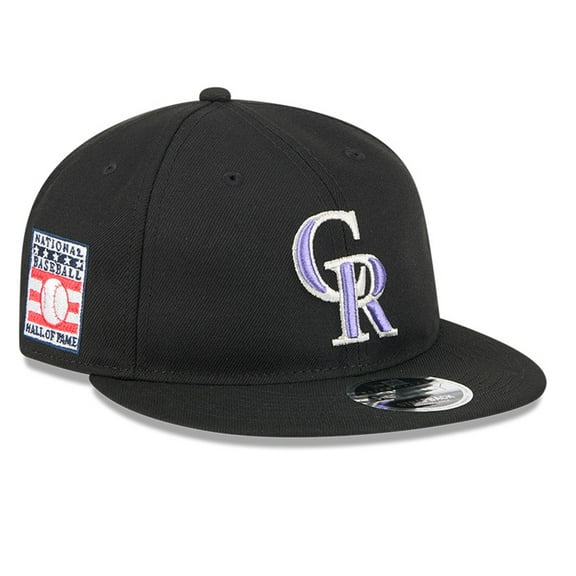 Men's New Era Black Colorado Rockies Baseball Hall of Fame Retro Crown 9FIFTY Adjustable Hat