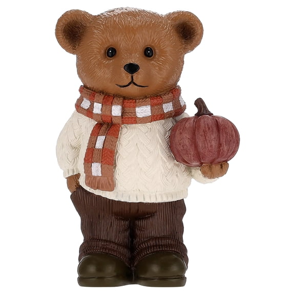 Resin Bear with Pumpkin Decorative Figurine, Multicolor, 6", Fall by Way To Celebrate