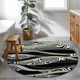thumbnail image 4 of Round Area Rug 4 Ft, Sage Green Black Stripes Washable Non-Slip Circle Carpet for Living Room/Bedroom, Grey Abstract Gradient Striped Low-Profile Crawling Mats Collection Rugs for Indoor, 4 of 7