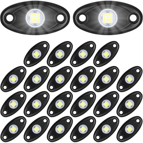 20 Pods Rock Lights Pure Ambient Underglow Lights for SUV Neon Trail Rig Lamp Lighting for ATV UTV(White)