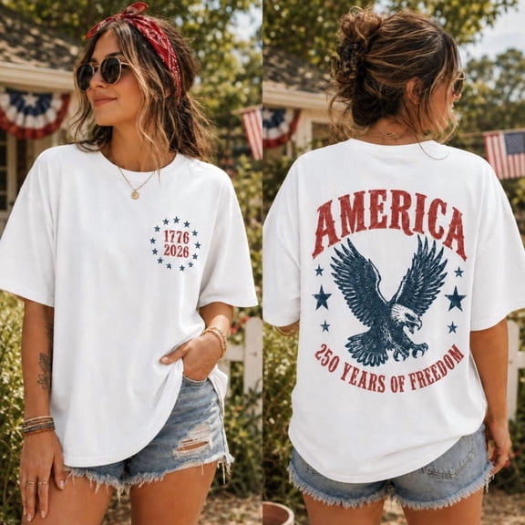 America Eagle Shirt, 250th Anniversary Tee, Patriotic Western Shirt, 250 Years of Freedom T-Shirt, Fourth of July Shirt