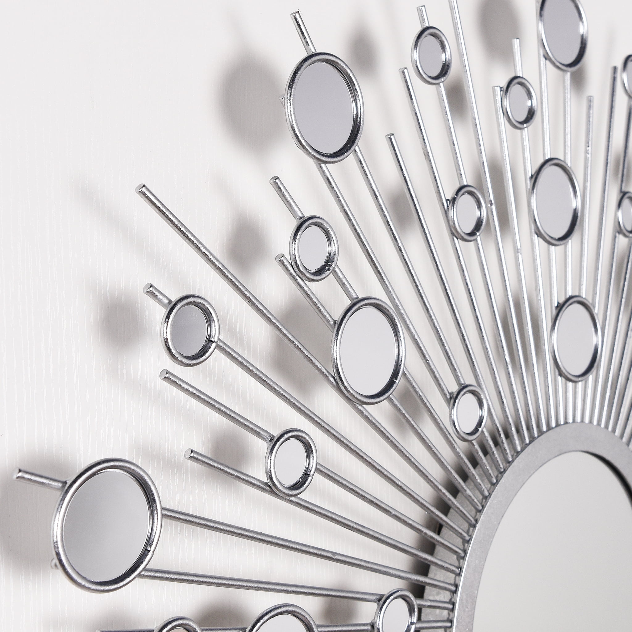 Empire Art Direct Milkyway I Sunburst Silver Round Wall Mirror, 36" x 36", Ready to Hang