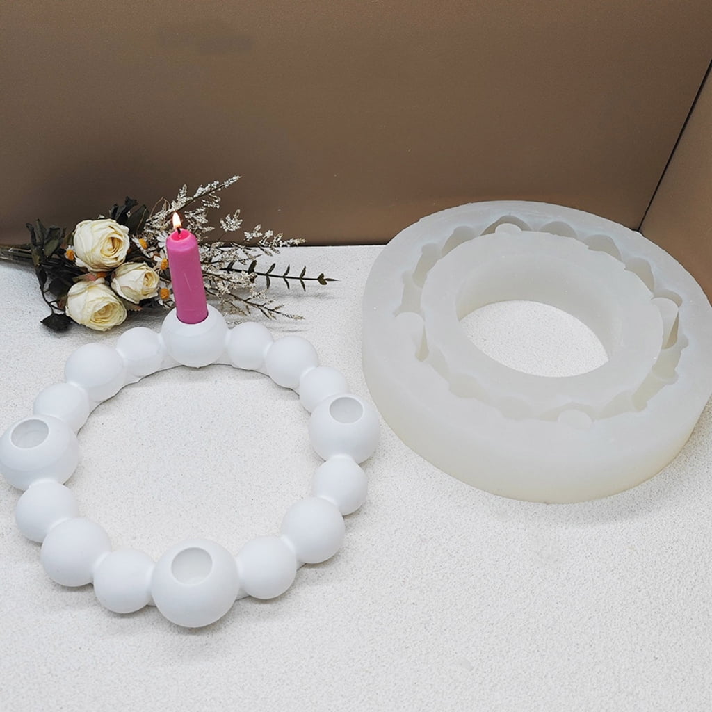 lanema Hand-Making Silicone Mold Sphere Candle Base Moulds Silicone Candle Holder Molds