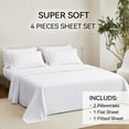 thumbnail image 6 of JELLYMONI 4 Pieces Luxury Soft Microfiber Sheets Set for Queen Size Bed, Deep Pocket Up to 16", Silky Bedding Sheets & Pillowcases-（Queen,White), 6 of 7