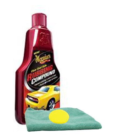 Meguiar's Clear Coat Safe Rubbing Compound (16 oz.) Bundled with Microfiber Cloth and Applicator Pad (3