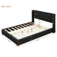 thumbnail image 3 of Queen Bed Frame with Button Tufted Headboard, PU Upholstered Platform Bed with Metal Strips and Wooden Slat Support, Noise Free, No Box Spring Needed, Easy Assembly, Black, 3 of 7