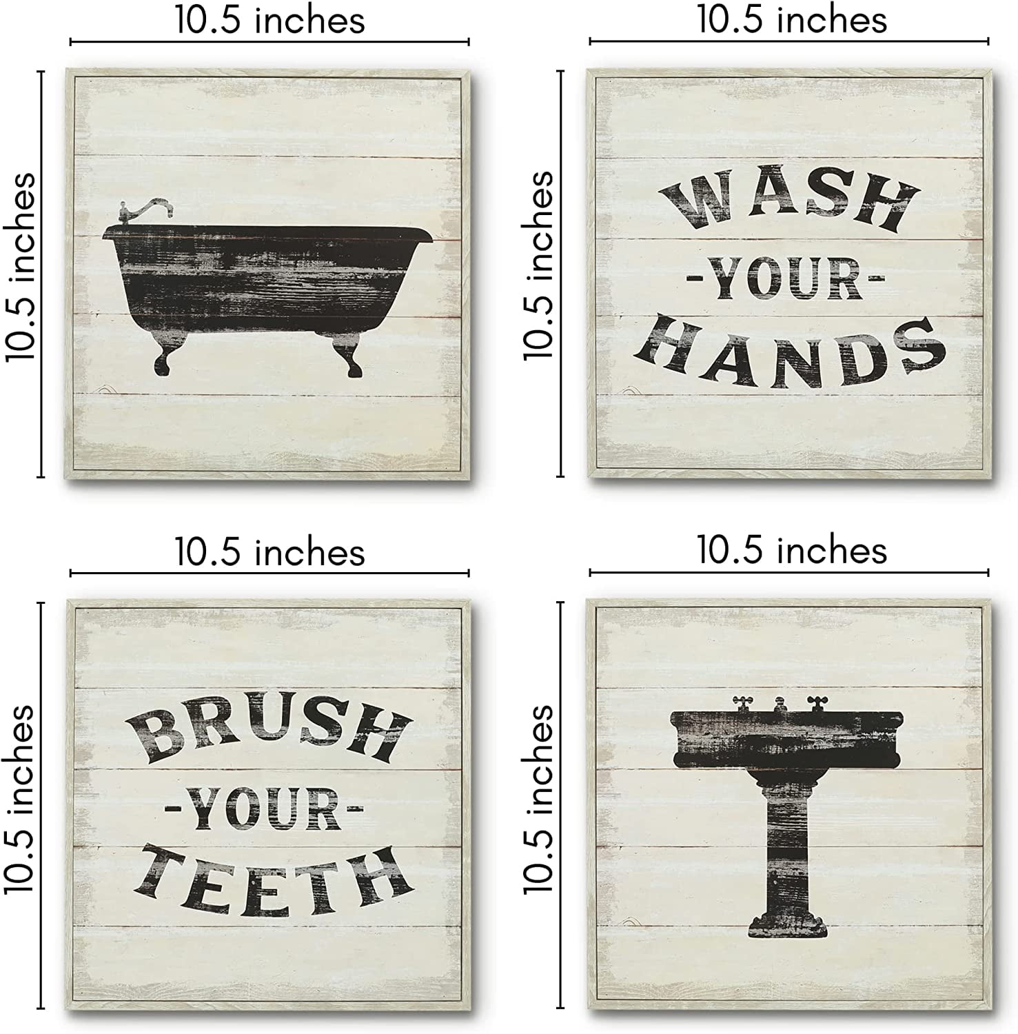 Americanflat Funny Bathroom Signs 4PK Wash Your Hands Brush Your Teeth 4 X Metal 10 Bathroom Signs for Wall Decor Walmart