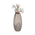thumbnail image 2 of Modern Glam Glass Vase with Gold Rim - Handcrafted Flower Vase for Home, Office, and Living Room - Elegant Iron & Glass Decorative Accent - 18" Tan, Ivory, Gold, 2 of 10