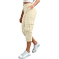 thumbnail image 2 of Only Moment Women Cargo Shorts with Pockets High Waist Stretch Dress Casual Sweatpants Light Yellow,2XL, 2 of 7