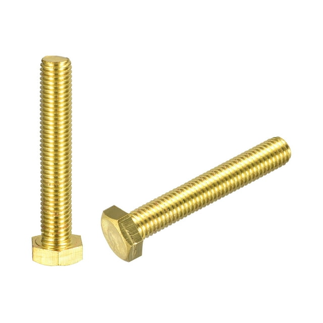 Unique Bargains Brass Hex Bolts, M12x70mm 2 Pack Fully Thread Grade 4.8 Machine Screws