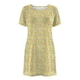 thumbnail image 4 of USSUMA Sundresses for Women Casual Summer,Women's Tunic Dress Cute Daisy Printed Crew Neck Short Sleeve Casual Swing Dress Summer T Shirt Sundresses, 4 of 8
