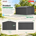 thumbnail image 2 of AECOJOY 10'x14' Waterproof Galvanized Steel Storage Shed with Lockable Double Doors, Dark Gray, for Backyard & Patio, 2 of 7