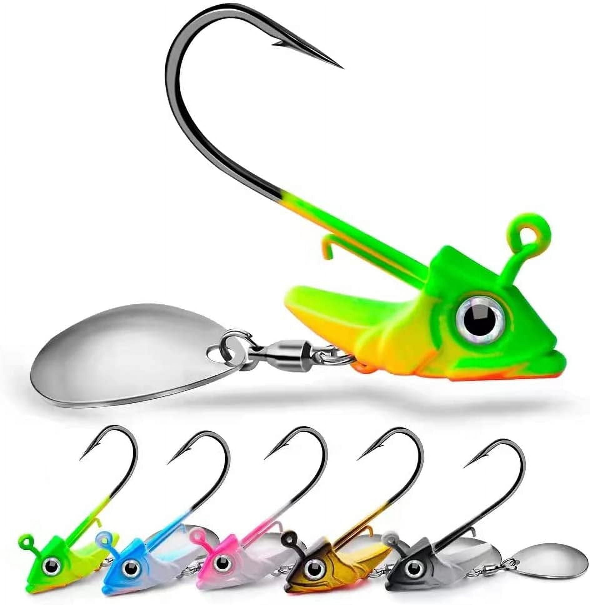Jig Head Hooks Weighted with Spinner Blades Swimbaits Crank Hooks for Soft Fishing  Lures 5PCS 