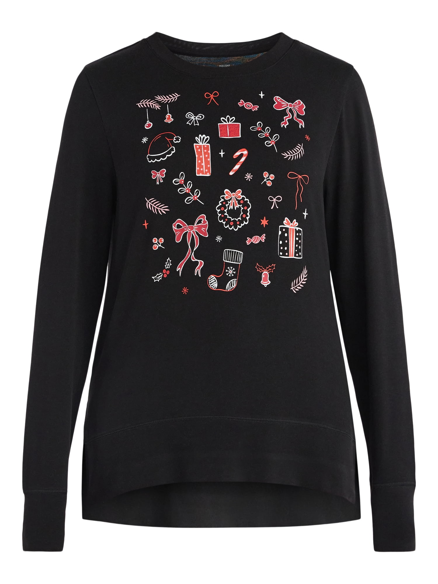 Women's Christmas Holiday Spread Crewneck Hacci Top from Holiday Time, Sizes S-XXXL
