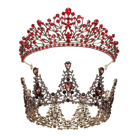 Queen Crowns for Women - Vintage Tiara Baroque Crown, Gothic Crown Hair Accessories, Mulberry Purple