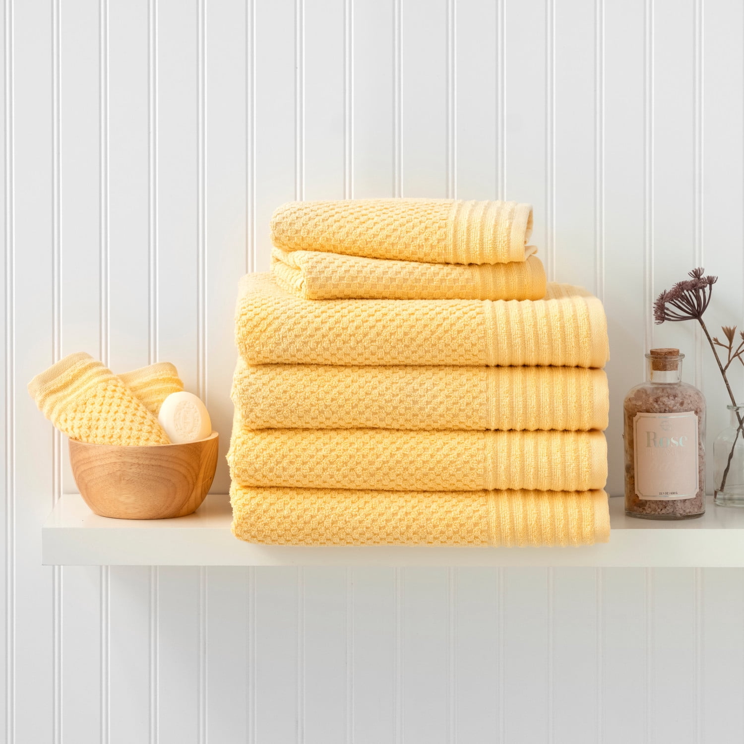 Martha Stewart Everyday Texture Towel 8 Piece Set -New Yellow