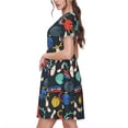 thumbnail image 2 of Goofa Bowling Ball Pattern Women Summer Short Sleeve Midi Dress with Pockets Casual Aline Flowy Tshirt Dress Vocation Beach Sundress, 2 of 6
