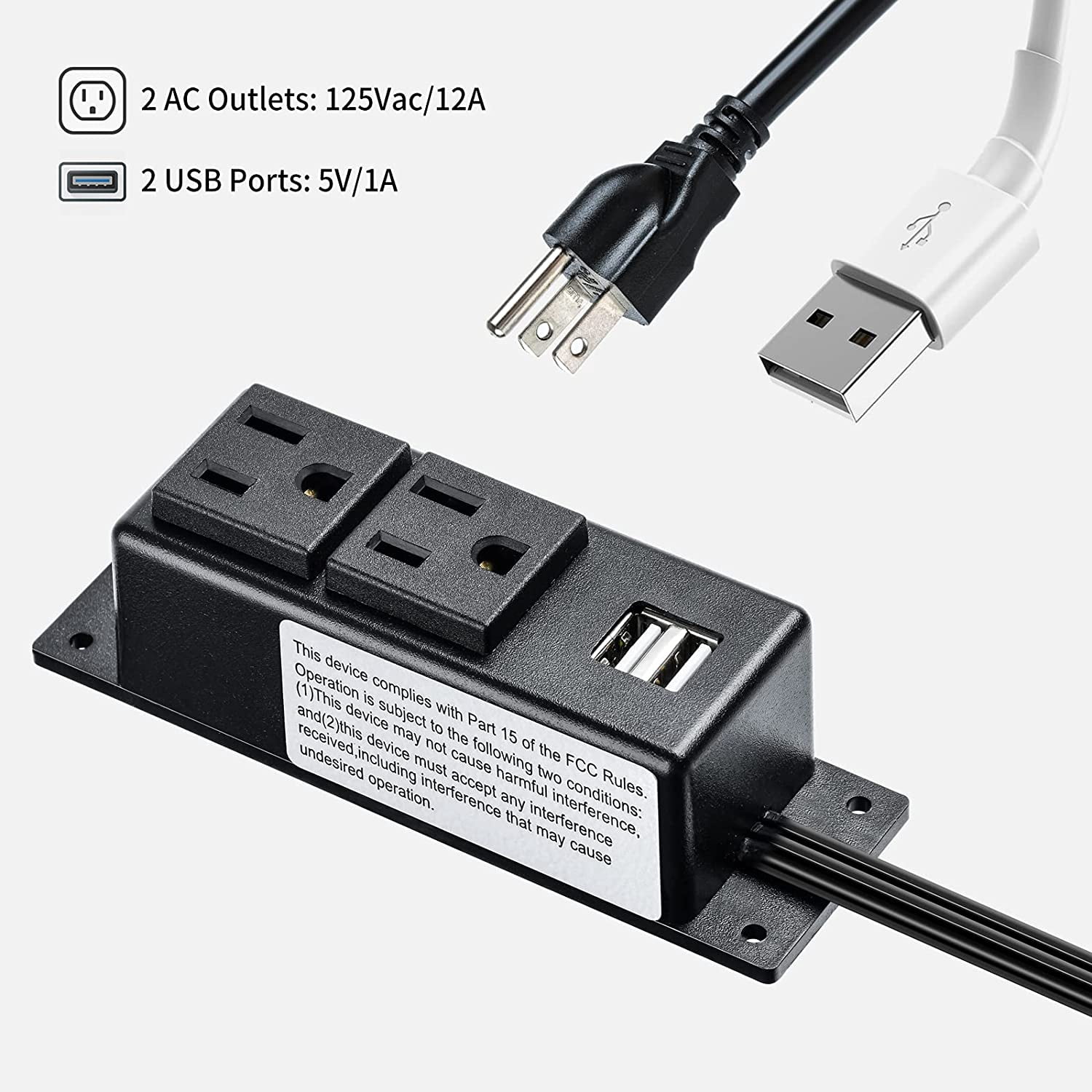 Briidea Gun Safe Power Outlet Kit, Universal Fit, AC & USB Outlet, Includes Adapter, 1 Pack, for Interior Dehumidifiers and Lights, Black