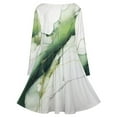 thumbnail image 5 of Sage Green Ink Long Sleeve Dresses For Women Vintage Elegant Party Dress Oversized V-neck Dress S-8XL, 5 of 7