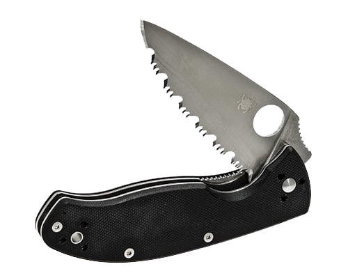 SPYDERCO TENACIOUS FOLDER 8CR13MOV DROP POINT SERRATED BLADE G-10