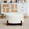thumbnail image 4 of Euroco Table Basse Ronde Rembourrée, Pouf de Rangement pour Salon, Blanc Doux, 4 of 12