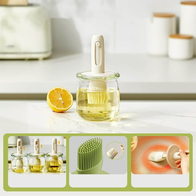 Glass Oil Bottle with Brush for Cooking Baking and Barbecue Drizzling and Basting High Temperature Storage Bottle Product Classification Kitchen Product Title