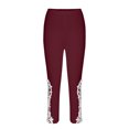 thumbnail image 4 of Stamzod Yoga Pants Women Capri Leggings Summer Solid Color Elastic Waist Lace Cropped Pants Casual Slim Fit Stretch Plus Size Capris for Women Wine M, 4 of 5