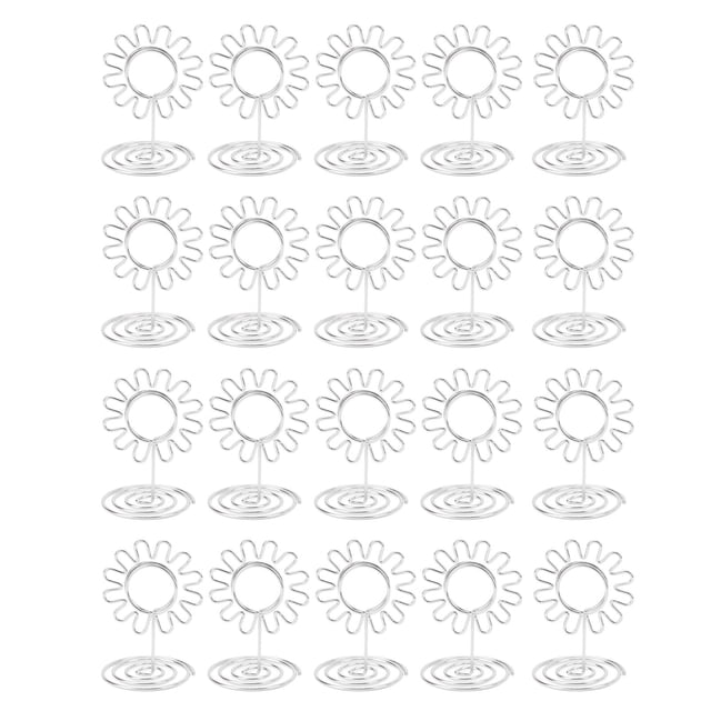 20 soportes de alambre para fotos y fotos, superficie chapada en oro, reutilizables, para tarjetas de boda, aniversario, fiesta, color plateado.