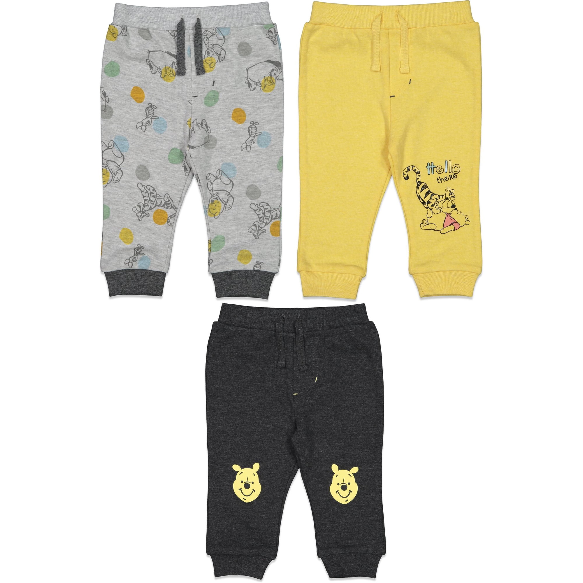Disney Winnie the Pooh Eeyore Tigger Newborn Baby Boys 3 Pack Jogger Pants Newborn to Toddler