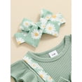 thumbnail image 6 of Suealasg Newborn Baby Girl Clothes Fly Sleeve Flower Print Bow Romper with Headband Set 2Pcs Infant Summer Photoshoot Outfits, 6 of 8