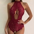thumbnail image 2 of ICHUANYI Stylish Women's Lacquer Leather Neck Hanging Piece Open Back Game Wear Underwear Summer 2024, 2 of 5
