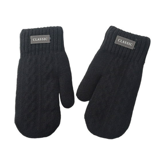 Winterproofed Knitted Mittens For Men Windproof Thermals Gloves Fleeces Lining Outdoor Activity Hiking Snow Sports