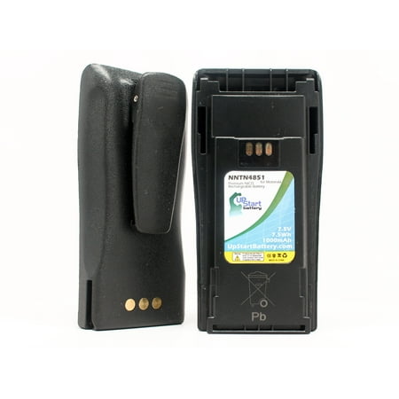 2x Pack - NNTN4851A Battery with Clip for Motorola CP150, EP450, NNTN4970, PR400, CP140, CP200 Two-Way Radio (1200mAh, 7.5V, NI-CD)