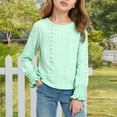 thumbnail image 2 of Shirts for Teens Kids Girls Long Sleeve Shirts Crewneck Ruched Side Slim Fit Tops Ribbed Knit Casual Tee Shirt 4-15 Years, 2 of 6