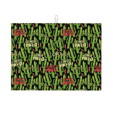 

Zeuib Green Cacti And Red Chili Dish Drainer Kitchen Counter Kitchen Drying Mat Heat Resistant Drainer Mats Easy to Clean Dish Rack Pad