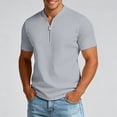 thumbnail image 2 of xfsWaSs Mens Solid Color Half Zip Short Sleeve T Shirts Stand Collar Athletic Casual Tops Breathable Gym Workout Tee Stylish T-Shirts Fashion T Shirts, 2 of 4
