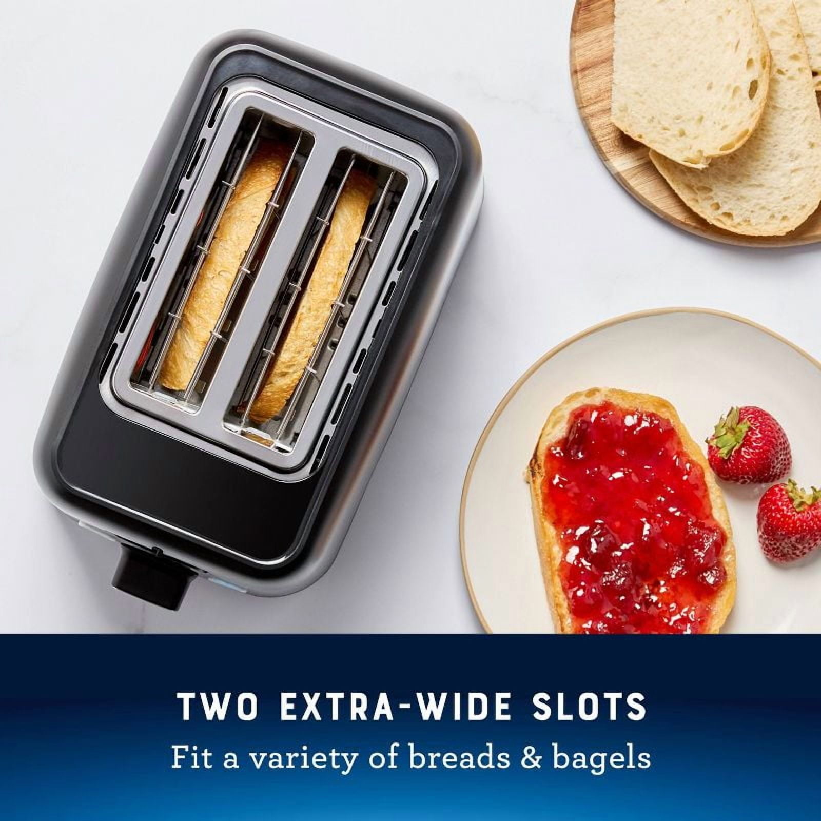 Oster 2-Slice Toaster With Extra-Wide Slots Black: 800W, Bagel & Toast Capabilities, 1-Year Warranty, Spot Clean