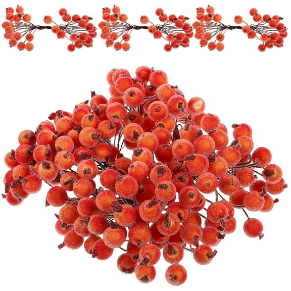 TOYMYTOY 200pcs Berries Stems for DIY Accessory Orange Artificial Flowers Home Decorating