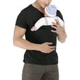 thumbnail image 2 of Men's Kangaroo Pocket Collar Shirts Soft Lightweight Short Sleeve Dad Shorts Baby Carrier Tops with Pouch for Summer Daily Wear Outdoor Vacation Bonding Outings Black S, 2 of 5