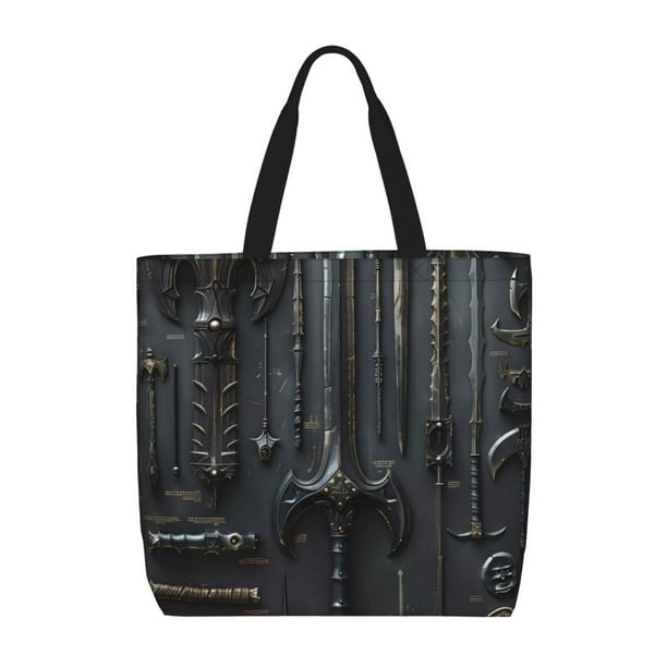 Balery Fantasy Medieval Weaponry Bolsa de Mano para Mujeres con Cremallera, Bolsa de Gimnasio con Compartimentos, Bolsa para Laptop, Bolsa para Trabajo