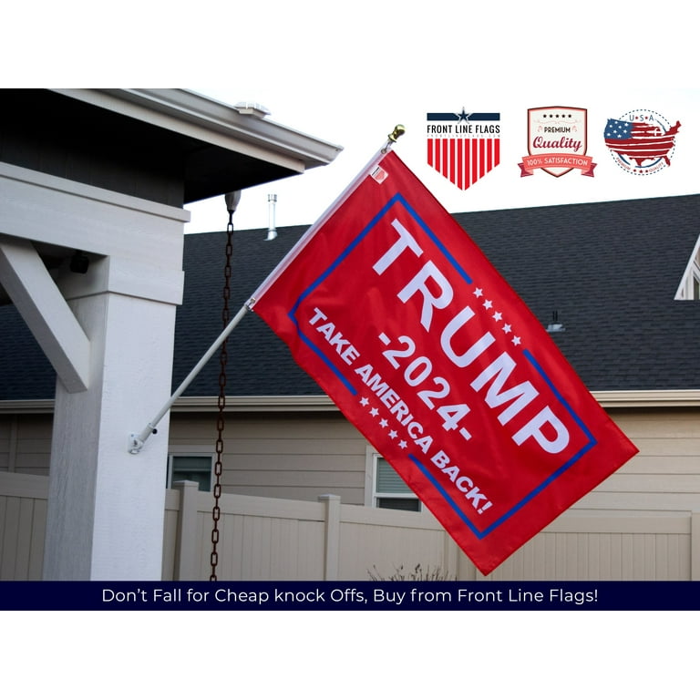Bandierine Trump 2024 Take America Back, 24 Pezzi, 21x14 Cm Con Asta 30 Cm, Rosse E Blu, Per Decorazioni Elezioni