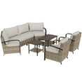thumbnail image 4 of EAGLE PEAK Coastal Vista 8PCS Patio Furniture Set All-Weather Wicker Outdoor Sectional Sofa with Chairs and Coffe Table and Side Table, Patio Conversation Set for Backyard, Beige Cushion, 4 of 8