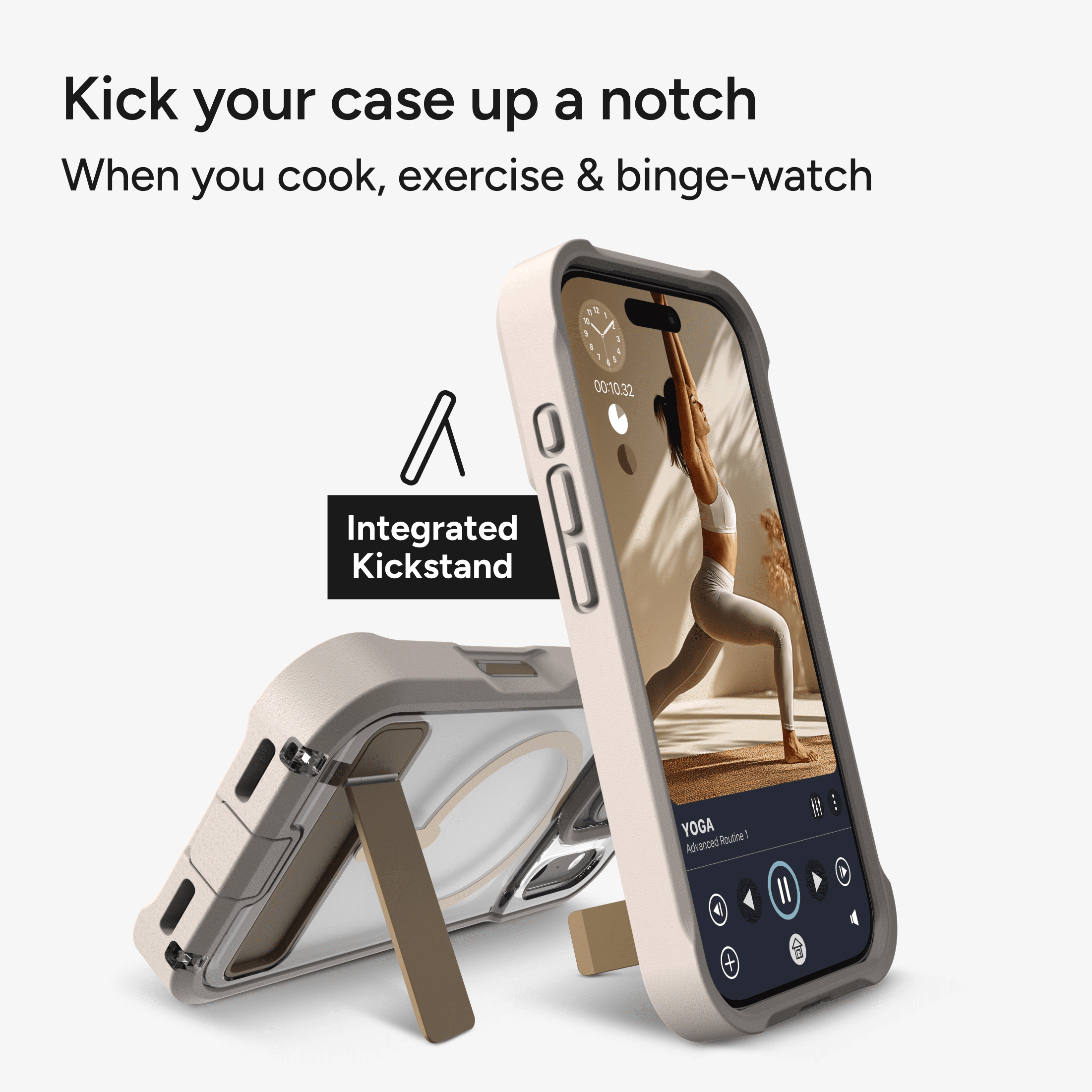 ZAGG Rugged Case - Apple iPhone 18 Pro & 17 Pro Case with MagSafe and Built-In Kickstand – Clear/Sandstone