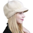 thumbnail image 5 of Minzimin Womens Winter Warm Slouchy Cable Knit Beanie Skull Hat with Visor, 5 of 7