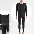 thumbnail image 2 of Elainilye Fashion Pajamas for Men Winter Warm 2 Piece Pajamas Suit Double-sided Non Marking Brushed Seamless Wear-resistant Pajama Set,Black, 2 of 8