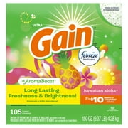 Gain Powder Laundry Detergent, Hawaiian Aloha Scent, 150 oz, 105 Loads