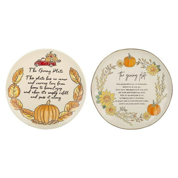 Home Essentials & Beyond 96907 Round Harvest Giving Plates for Unisex - Set of 4