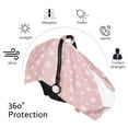 thumbnail image 2 of Infant Car Seat Canopy Pink for Baby Girls, 2 in 1 Carseat Covers for Babies, Soft Minky Plush Backing Baby Car Seat Cover, Nurisng Cover Up for New Mom Pink Peekaboo Opening, 2 of 6