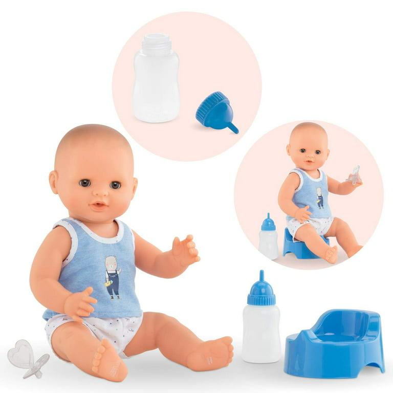 Corolle Drink and Wet Bath Baby Paul - 14” Boy Baby Doll with 3 Accessories - Bottle, Potty, Pacifier - Really Drinks and Goes Potty, for kids ages 2 years and up - Walmart.com